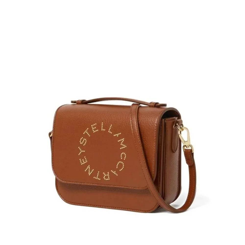 STELLA MCCARTNEY Logo Studded Flap Shoulder Bag Women BROWN Handbags - Picture 3 of 4